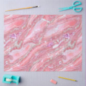 銀フェイクグリッター付きピンク大理石テクスチャ 薄葉紙 (クラフト)