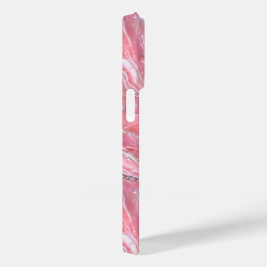 銀フェイクグリッター付きピンク大理石テクスチャ Case-Mate iPhoneケース (裏面 / 右)