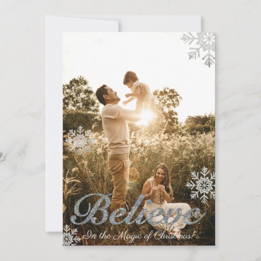 銀フェイクグリッター信じ写真 シーズンカード (正面)
