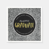 銀フェイクグリッター卒業 スタンダードカクテルナプキン (正面)