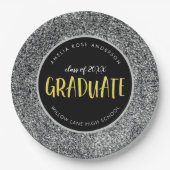 銀フェイクグリッター卒業 ペーパープレート (正面)