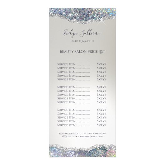 銀フェイクグリッター箔の価格リストのラックカード ラックカード (正面)