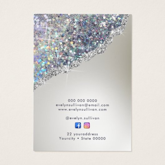 銀フェイクグリッター箔ジュエリー表示カード (裏面)