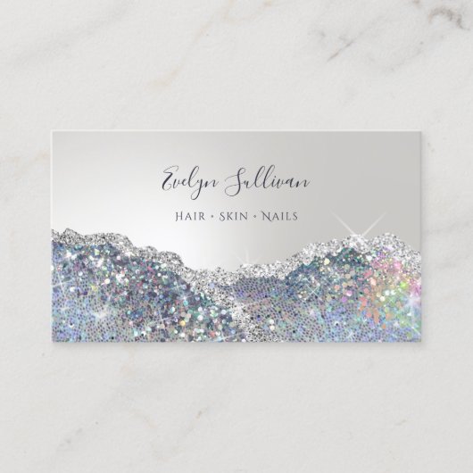 銀フェイクグリッター箔名刺 名刺 (正面)