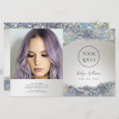 銀フェイクグリッター箔2折パンフレット (正面/裏面)