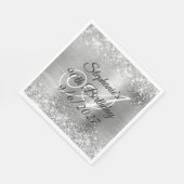 銀フェイクグリッター箔90誕生日 スタンダードランチョンナプキン (角)