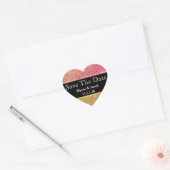 銀フェイクグリッター結婚式の日付を保存 ハートシール (封筒)