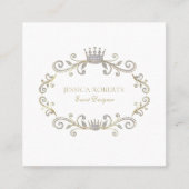 銀フェイクグリッター華美クラウン枠 スクエア名刺 (正面)
