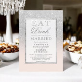 銀フェイクグリッター赤面ピ食べック結婚ドリンク 招待状