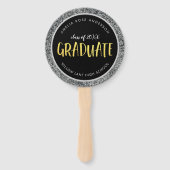 銀フェイクグリッター院写真卒業 ハンドファン (正面)