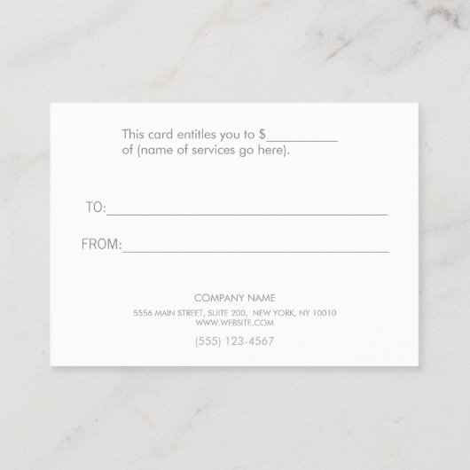 銀フェイクストライプ美しいモダン贈与証書 割引カード (裏面)