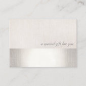 銀フェイクストライプ美しいモダン贈与証書 割引カード (正面)