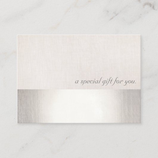 銀フェイクストライプ美しいモダン贈与証書 割引カード (正面)