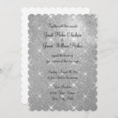 銀フェイクスパークリーグリッター結婚式招待状 招待状 (正面/裏面)