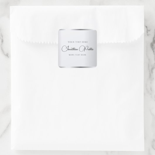 銀フェイクタイポグラフィテンプレートエレガントモダン スクエアシール (バッグ)