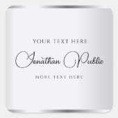 銀フェイクタイポグラフィテンプレートエレガントモダン スクエアシール (正面)