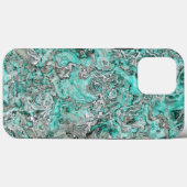 銀フェイクティール(緑がかった色)ターコイズ鉱石灰石模様 Case-Mate iPhoneケース (裏面 (横))