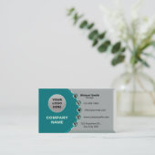 銀フェイクティール(緑がかった色)光沢メタリック3Dアイコン 名刺 (スタンド正面)