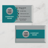 銀フェイクティール(緑がかった色)光沢メタリック3Dアイコン 名刺 (正面/裏面)