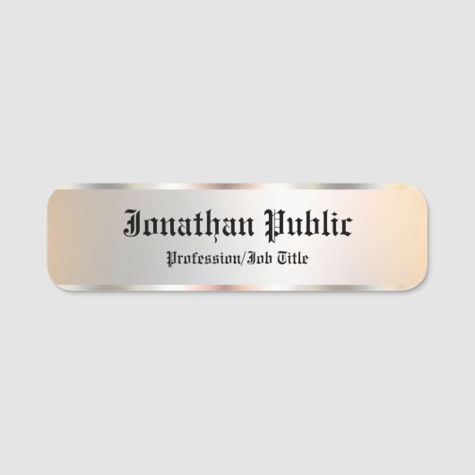 銀フェイクテンプレート書道文字 名札 (正面)