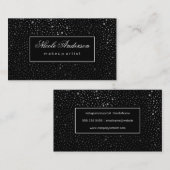 銀フェイクドットパターン黒ラベル 名刺 (正面/裏面)