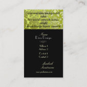 銀フェイクバロック・ダマスク/ブラック/ライムグリーン 名刺 (裏面)