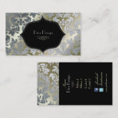 銀フェイクバロック・ダマスク 名刺 (正面/裏面)