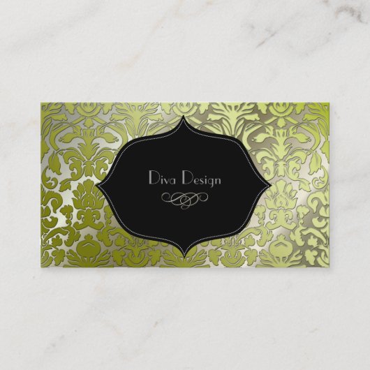 銀フェイクバロック・ダマスク 名刺 (正面)