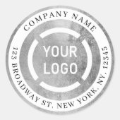 銀フェイク会社ロゴ差出人住所 ラウンドシール (正面)