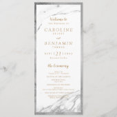 銀フェイク大理石の高級モダン結婚式 プログラム (正面)