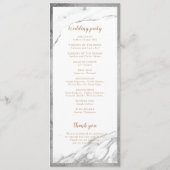 銀フェイク大理石の高級モダン結婚式 プログラム (裏面)