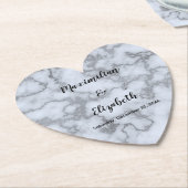 銀フェイク灰色の大理石と銀の結婚記念日 ペーパーコースター (アングル)