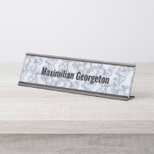 銀フェイク灰色の大理石 – 任意のオフィスに中立 デスクネームプレート (正面)