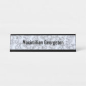 銀フェイク灰色の大理石 – 任意のオフィスに中立 デスクネームプレート (正面)