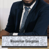 銀フェイク灰色の大理石 – 任意のオフィスに中立 デスクネームプレート