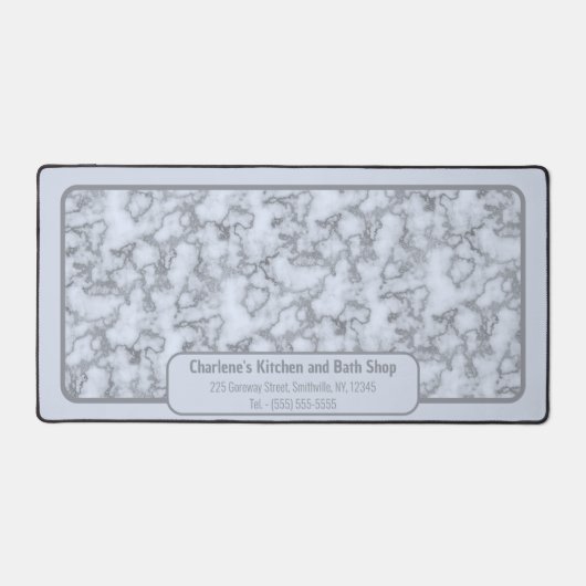 銀フェイク灰色の大理石 – 任意のオフィスに中立 デスクマット (正面)