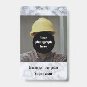 銀フェイク灰色の大理石ID バッジ (正面)