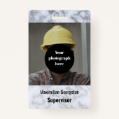 銀フェイク灰色の大理石ID バッジ (正面)