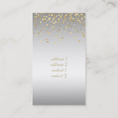 銀フェイク灰色の金属に金ゴールドの葉紙吹雪点 名刺 (裏面)