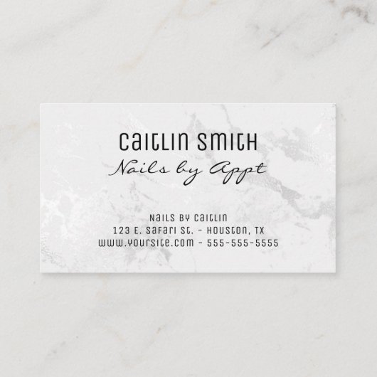 銀フェイク白ホイル大理石ピンクブラシストローク 名刺 (裏面)