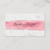 銀フェイク白ホイル大理石ピンクブラシストローク 名刺 (正面)