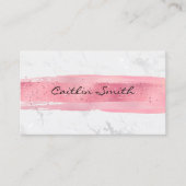 銀フェイク白ホイル大理石ピンクブラシストローク 名刺 (正面)