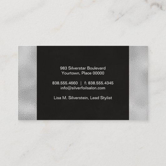 銀フェイク箔の黒 名刺 (裏面)