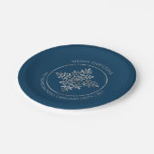 銀フェイク箔スノーフレークをブルーに実在したもの ペーパープレート (アングル)