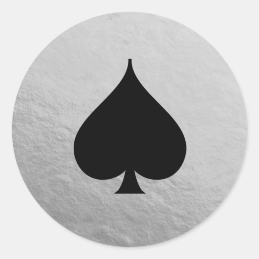 銀フェイク箔ブラックスペード記号シール ラウンドシール (正面)