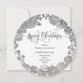 銀フェイク箔リース新生児メリークリスマス シーズンカード (裏面)