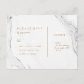 銀フェイク箔大理石ラグジュアリーモダンウェディングRSVP インビテーションポストカード (裏面)