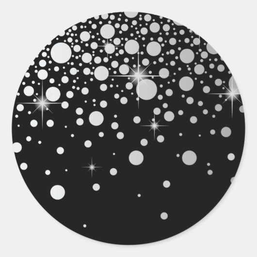 銀フェイク箔紙吹雪ドット白黒 ラウンドシール (正面)