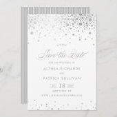 銀フェイク箔紙吹雪ドット結婚ズ セーブザデート (正面/裏面)