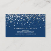 銀フェイク箔紙吹雪 |ネイビー・ビジネス・カード 名刺 (裏面)